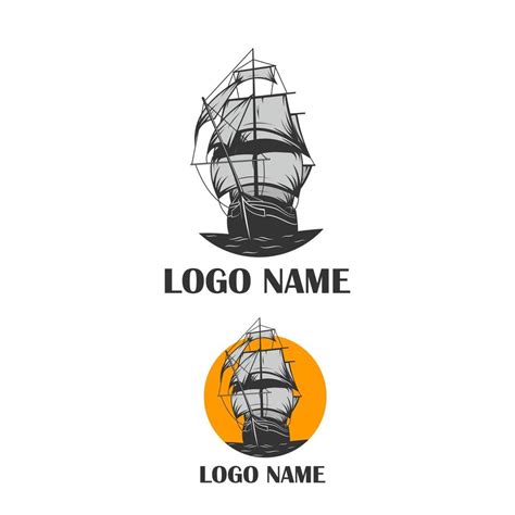 sailing ship logo template black and white 3586591 Vector Art at Vecteezy