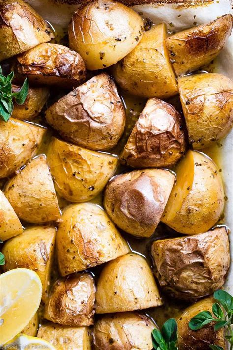 Oven Roasted Lemon Greek Potatoes | Food Faith Fitness