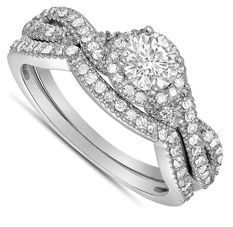 2 Carat Round Diamond Infinity Wedding Ring Set in White Gold for Her ...