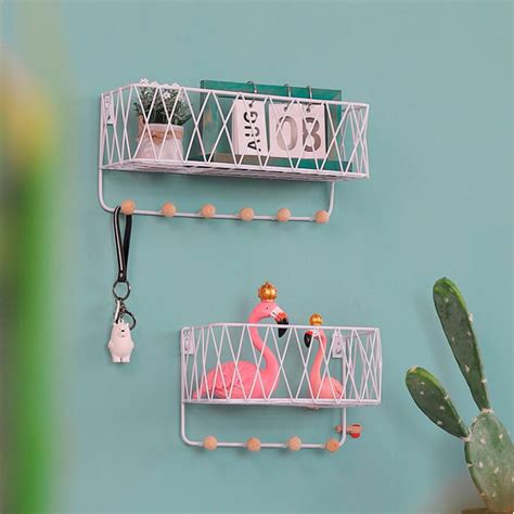 Metal Wire Wall Shelf Wall Mounted Floating Shelves Modern Decorative ...