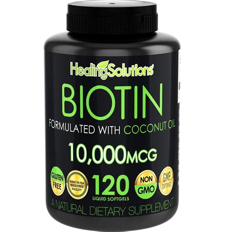 Biotin 10,000mcg (Vitamin B7-120 Pills) Hair Growth Vitamins with Coconut Oil – Perfect Nail ...