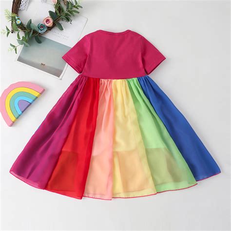 Kids Baby Rainbow Girls Princess Dress Wedding Bridesmaid Birthday ...