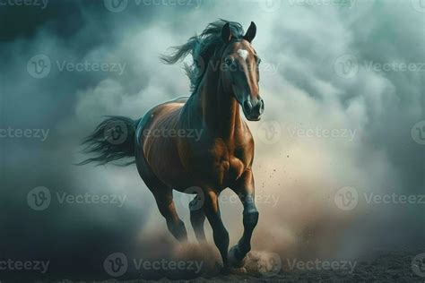 Horse wild running through clouds. Generate Ai 23441276 Stock Photo at ...