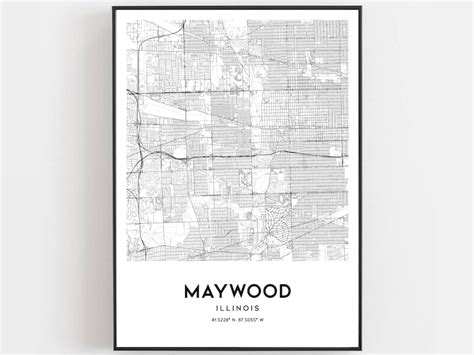 Maywood Map Print Maywood Map Poster Wall Art Il City Map | Etsy