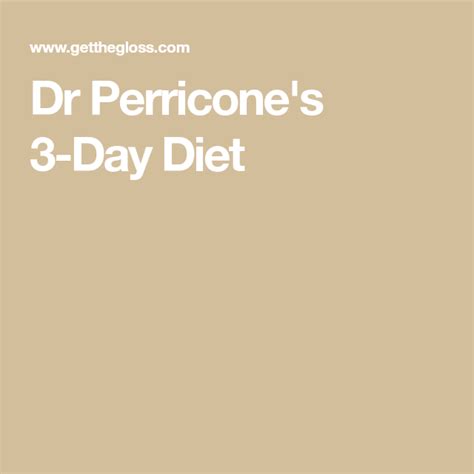 Dr Perricone's 3-Day Diet | 3 day diet, Perricone diet, Diet