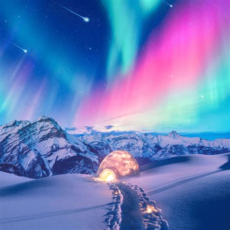 Snow Winter Iceland Aurora Northern Lights Wallpaper - Junpix ...