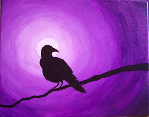 Items similar to Black & Purple Raven painting on Etsy