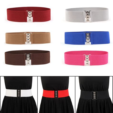 2019 Fashion 9 Colors Belts For Women Vintage Elastic Waistband Stretch Metal Buckle Wide Waist ...