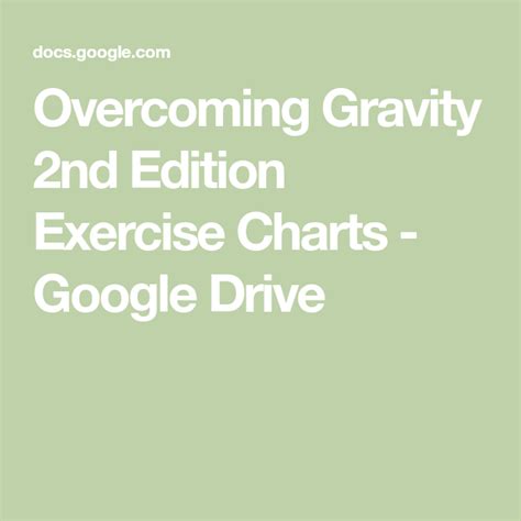 Overcoming Gravity 2nd Edition Exercise Charts - Google Drive | Workout chart, Workout at work ...