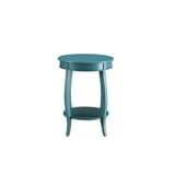 Side Table, Round Side Table with 4 Wooden Legs and Open Shelf,Solid Wood Storage Side Table for ...