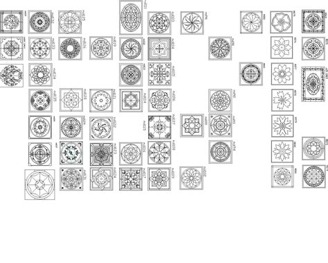 Motifs Artistic Decorative Design Patterns CNC Drawing for Marble and Steel or Wood DWG Detail ...