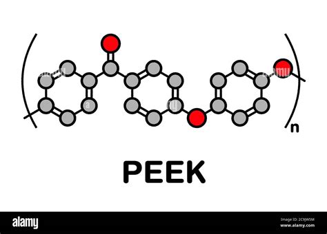 Polyether ether ketone (PEEK) polymer, chemical structure. Stylized ...