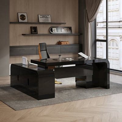 Chicent L-shaped Modern Executive Desk with Ample Storage Right Hand in Black | Homary