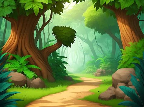 Premium AI Image | Animate Cartoon forest pathway