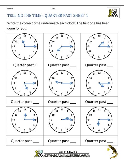 Clock Worksheets Quarter Past and Quarter to