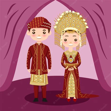 Premium Vector | Couple getting married in traditional minang wedding culture