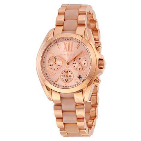 Michael Kors Bradshaw Mini Chronograph Rose Dial Ladies Watch MK6066 ...