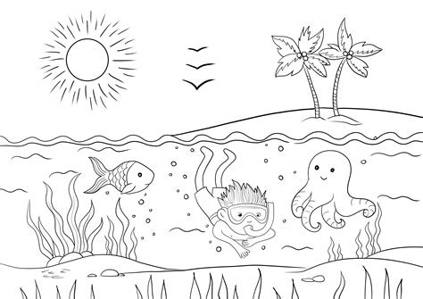 Tropical Beach Coloring Page Free Printable Coloring - vrogue.co