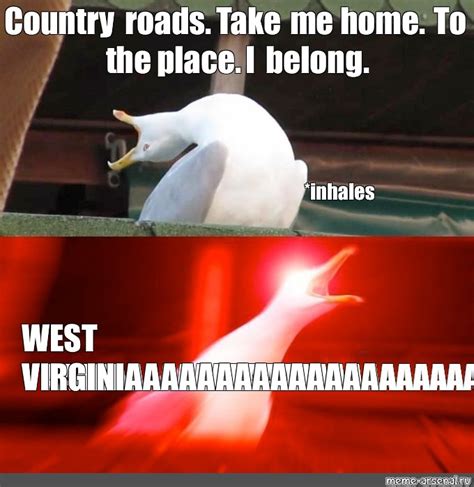 Сomics meme: "Country roads. Take me home. To the place. I belong. *inhales WEST ...