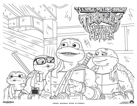 Enjoy this free printable TMNT coloring page featuring all four ninja ...