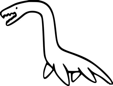 Plesiosaurus Dinosaur Drawing Outline for Toddlers Coloring Page - Free Printable Coloring Pages