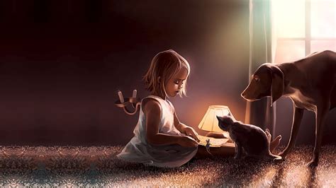 HD wallpaper: cat, the game, tale, dog, the evening, mouse, art, book, friends | Wallpaper Flare