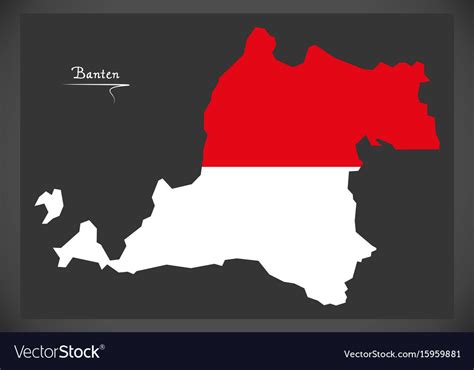 Banten indonesia map with indonesian national flag