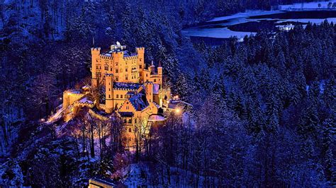 HD wallpaper: castle, hohenschwangau castle, landmark, winter, sky ...