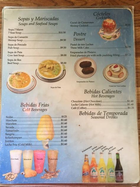 Menu at El Salvador Restaurant, Provo