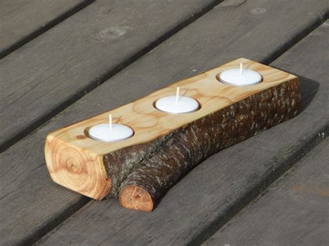 Wooden tea light holder rustic candle by WOODURhomedecor on Etsy