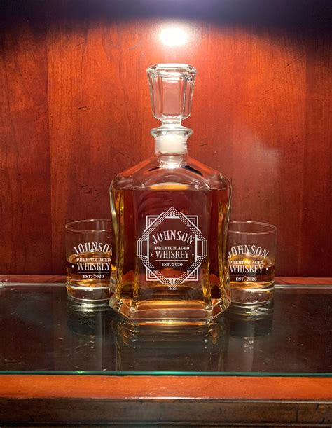 Whiskey Decanter Set Personalized, Monogrammed Bourbon, Liquor Bottle, Rocks Glasses, Groomsmen ...