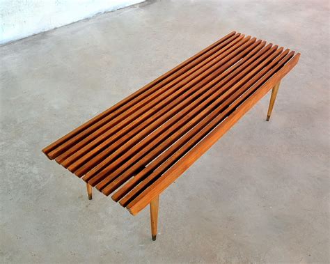 SELECT MODERN: Mid Century Modern Slat Bench