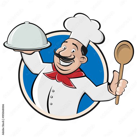 funny restaurant chef with cloche and spoon Stock Vector | Adobe Stock