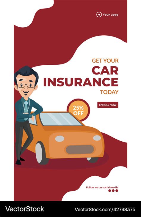 Get your car insurance today portrait template Vector Image