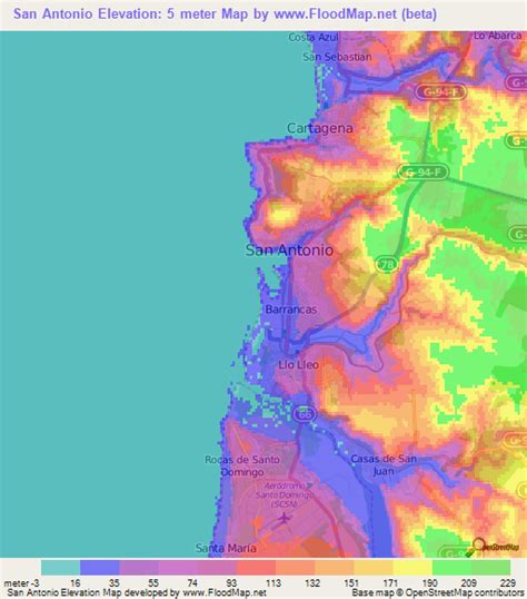 Elevation of San Antonio,Chile Elevation Map, Topography, Contour