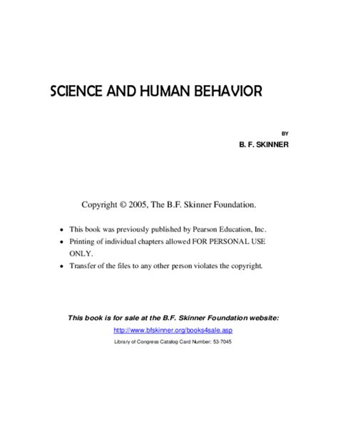 (PDF) SCIENCE AND HUMAN BEHAVIOR by B. F. Skinner | Stephen E Pompilus ...