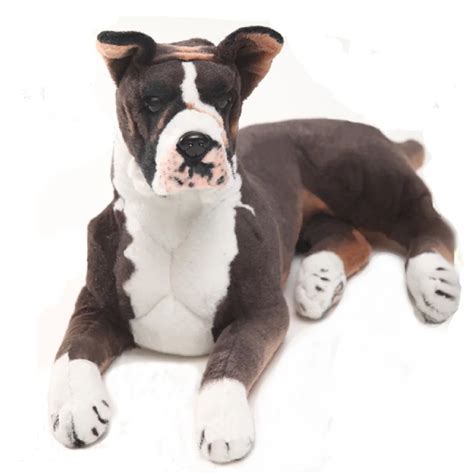 2018 German Boxer Pluhs Toy Big Stuffed Emulational Animals Dogs Doll Home Decoration Props 80cm ...