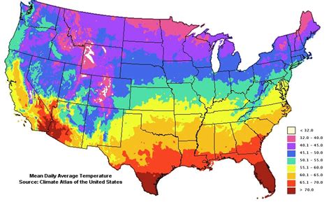 Mapa del clima de Estados Unidos - Mapa de Estados Unidos