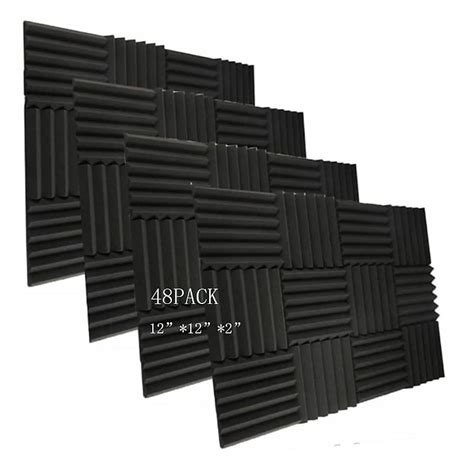 48 Pack Black Acoustic Foam Panels 2" X 12" X 12" | Reverb