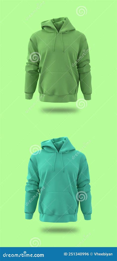 Blank Hooded Sweatshirt Mockup for Print, Isolated on White Background, 3d Rendering, 3d ...