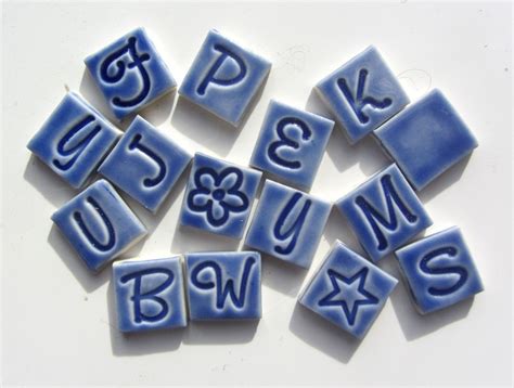 15 Handmade Ceramic Mosaic Tiles Letters Numbers Spaces - Etsy