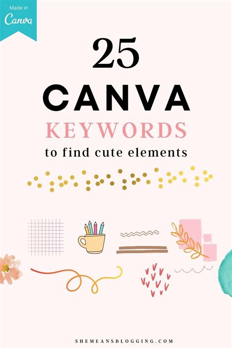 200+ Canva Element Keyword List [Free PDF] | Canvas learning, Canva tutorial, Canva design