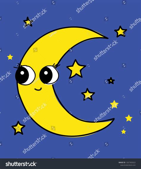 Cute Moon Cartoon Character Stock Vector (Royalty Free) 1267302022 ...