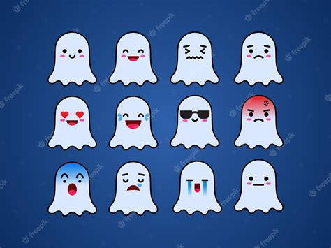 Premium Vector | Collection of ghost emoji expression for halloween