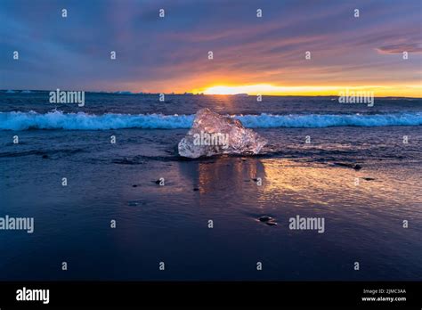 Sunrise at the beautiful diamond beach in Iceland Stock Photo - Alamy