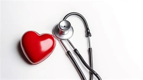 Premium Photo | A heart and a stethoscope are on a white background.