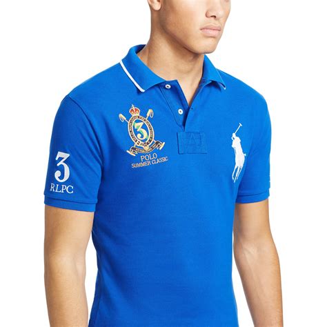 Lyst - Polo Ralph Lauren Custom-fit Big Pony Polo Shirt in Blue for Men