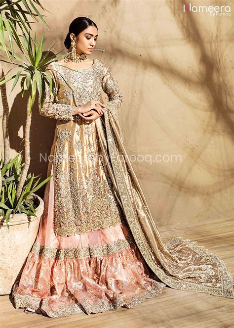 Farshi Gharara for Walima with Long Shirt Online is emblazoned with ...