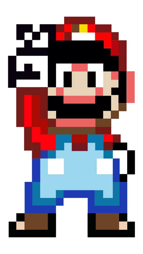 Sticker with the most famous plumber in the world Mario in a 16-bit pixel form.. Super Mario ...