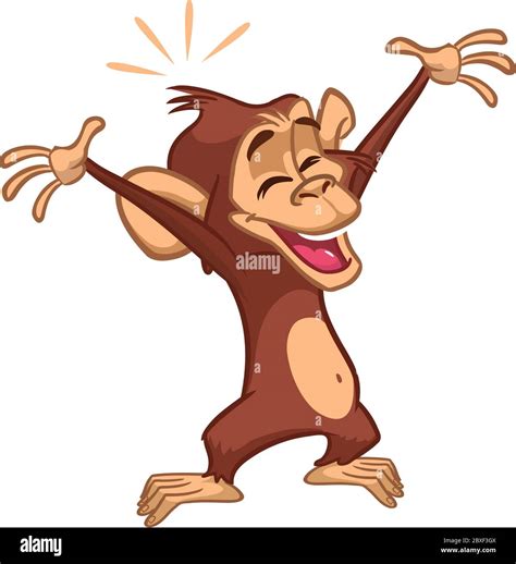 Cartoon monkey chimpanzee. Vector illustration of happy monkey character Stock Vector Image ...